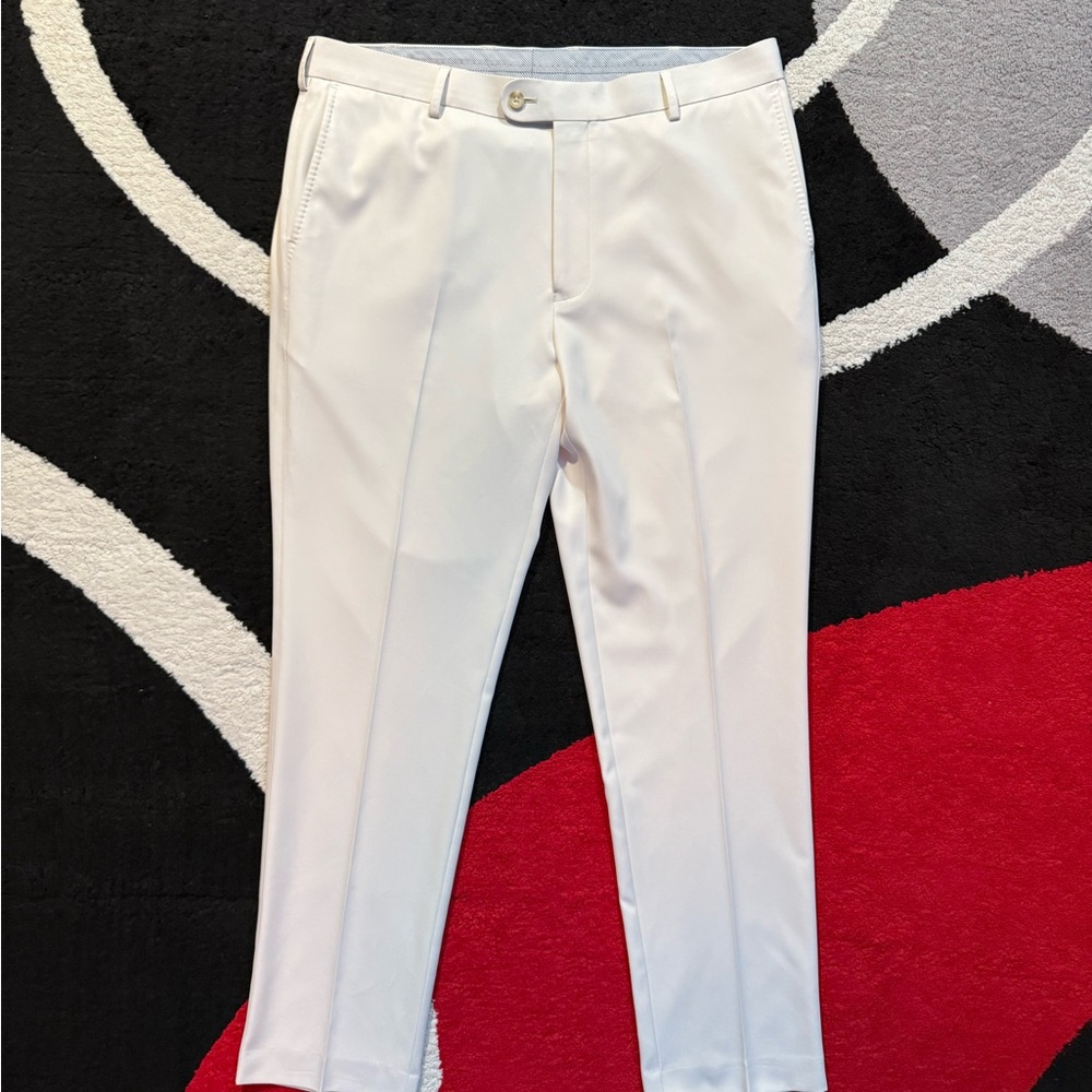 Peter Millar Crown Sport Mens Golf Pants Size 36x32 Cream Pleated Golf Trousers